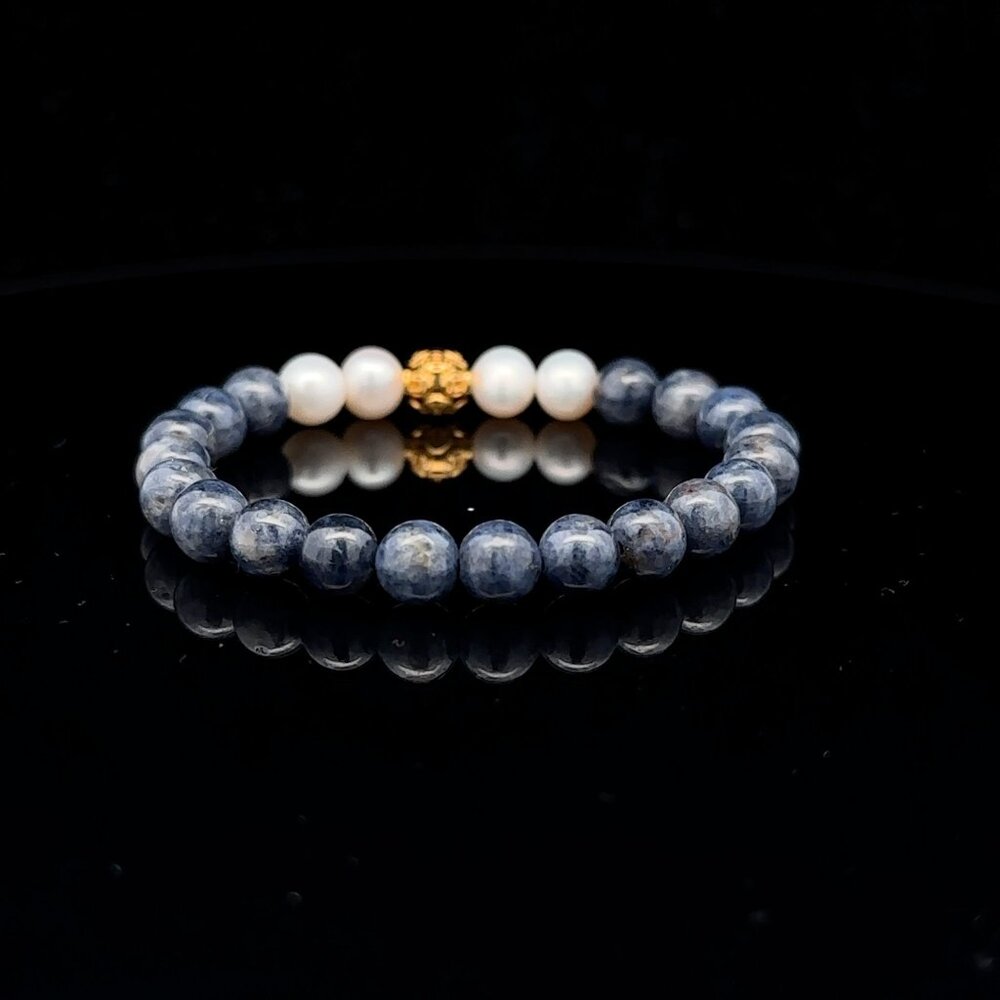 18K Gold Money Coin Ball Gemstones Birthstones Pearl Sapphire 6mm - Picture 5 of 7